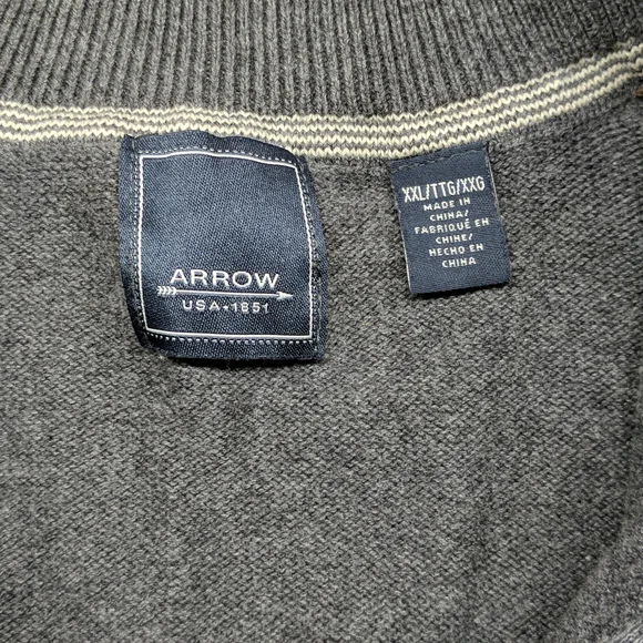 Arrow Men's 1/4 Zip Grey Sweater Sz XXL - Picture 3 of 4